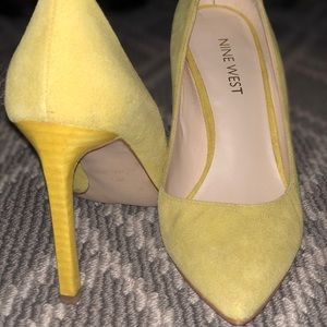 Nine West Yellow Suede Pumps, size 5